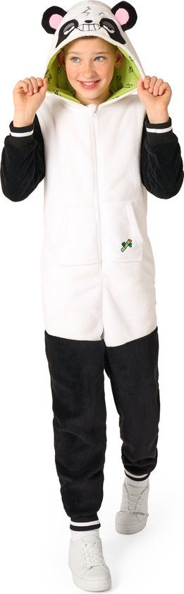 OppoSuits Panda Onesie Kids - Unisex - Panda Fleece Jumpsuit - Carnavalskleding - Dieren Verkleedpak Voor Kinderen - Zwart/Wit - Maat: XL - EU158/164 - 14-16 Jaar