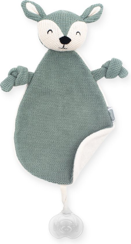 Jollein - Knuffeldoekje Deer (Ash Green) - Speenknuffel, Speendoekje Baby, Speendoek - Katoen