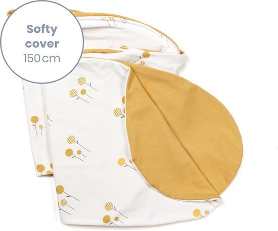 Doomoo Softy Cover - Hoes voor Klein Voedingskussen Softy - Biologisch Katoen - 150 cm - Lollypop Ocre