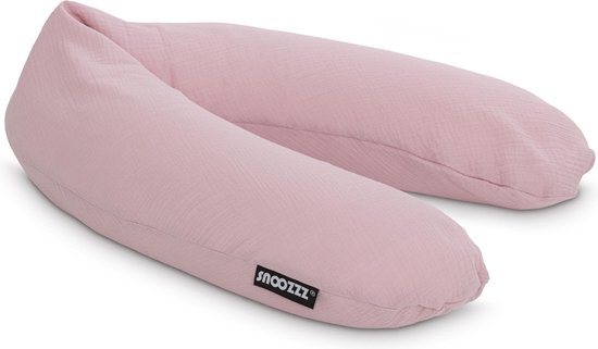 Snoozzz Voedingskussen Premium Kwaliteit - 185 cm – Microparel Vulling – Luxe Draagtas – Wasbare Hoes - Oud Roze