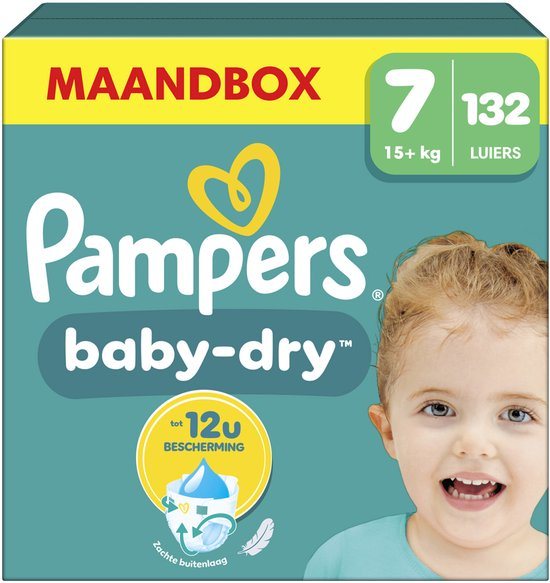 Pampers Baby-Dry Maat 7, 132 Luiers, 15kg+