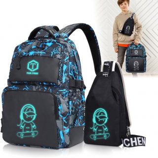 TAN.TOMI Rugzak Jongens Schoolrugzak -Reflecterende Rugzak - Meisjes Tieners Dagrugzakken - Nachtzak Kinderen Reflecterende Schooltas