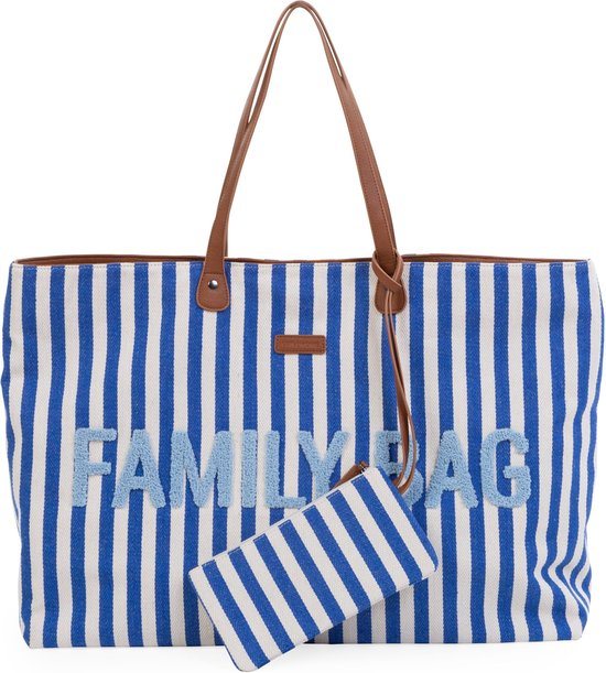 Childhome - Family Bag Verzorgingstas - Stripes - Electric Blue & Light Blue - Ruim & Waterafstotend