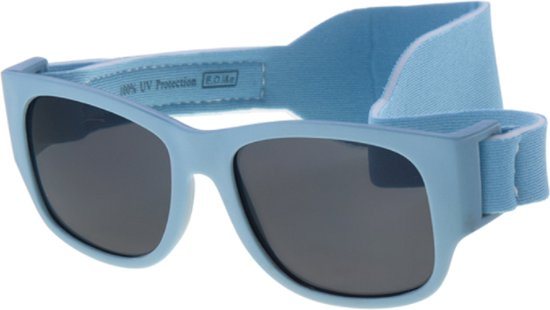 Dudes & Dudettes - babyzonnebril - 3 mnd t/m 12 mnd - met verstelbaar bandje - UV400 bescherming - blauw - babyzonnebril rechthoekig