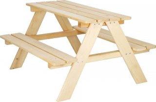 Springos® Picknicktafel Voor Kinderen - Hout - Naturel - 90 x 79 x 50 cm
