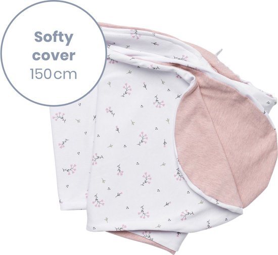 Doomoo Softy Hoes – Vervanghoes voor Voedingskussen Softy – Biologisch katoen – 150 cm – Flower Pink