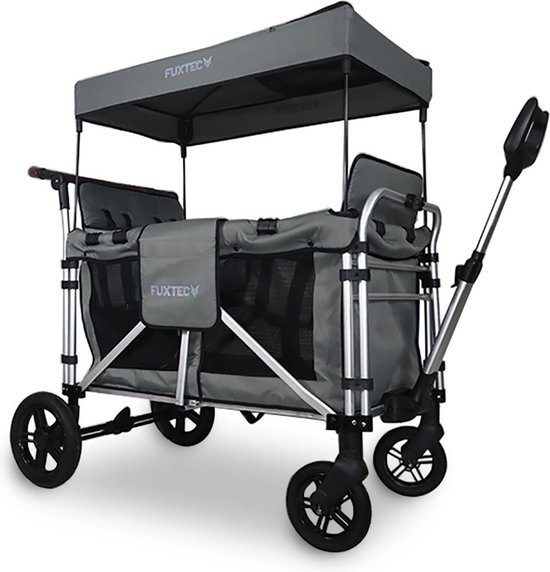 FUXTEC CTXL900 Family Cruiser Bolderkar Grijs – Opvouwbare Tuintrolley met 4 Zitplaatsen, Afneembare Banken & Draagvermogen 75 kg