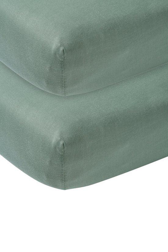Meyco Baby Uni hoeslaken wieg - 2-pack - stone green - 40x80/90cm