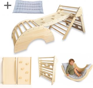 Dastium Kids - XXL Klimrek - Klimboog - Montessori Klimrek - Klimdriehoek - Pikler Klimrek - Ontworpen in Nederland - Klimset - Speelgoed - Naturel