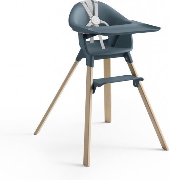 Stokke Clikk Kinderstoel, Fjord Blue - Alles-in-één kinderstoel met dienblad + harnas - Licht, duurzaam, fijn voor onderweg - Geschikt voor 6-36 maanden of maximaal 15 kg