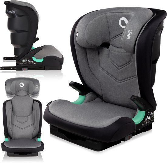 Lionelo Neal i-Size Premium Autostoel 100-150 cm – ISOFIX – Verstelbare hoofdsteun (14 posities) – Ventilatiesysteem – Zijbescherming – i-Size goedgekeurd – Wasbare bekleding – Groeit mee tot 12 jaar – Inclusief kinderkaart