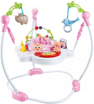 Eco Toys Baby Jumper - Baby Bouncer - Activiteiten Jumper Baby - Activity Center - Speelgoed Stoel - Woods Roze