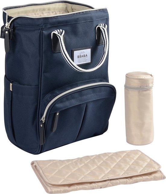 Béaba Wellington - Verzorgingstas Rugzak - Unisex Luiertas - Met Geïsoleerde Zak & Verzorgingsmatje - Waterbestendig - Blauw
