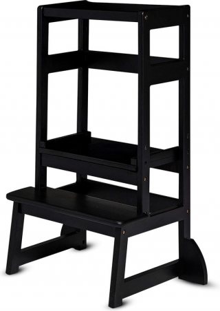 Oemmie Leertoren - Learning Tower - Montessori Leertoren - Leertoren keukenhulp - Leer Toren - Opstapje - Kindertrapje - Zwart