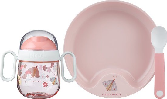 Mepal Mio babyservies set Little Dutch - 3-delig - Kraamcadeau - Kinderservies - Flowers & Butterflies