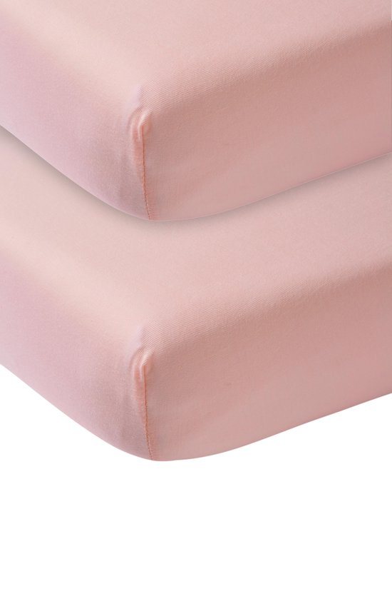 Meyco Baby Uni hoeslaken wieg - 2-pack - old pink - 40x80/90cm