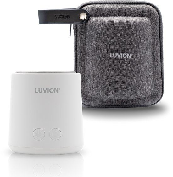 LUVION® Draagbare Flessenwarmer Ultra Pro + Protection Case - Wit - Speciale roerfunctie voor gelijkmatig opwarmen van borstvoeding en mixen van kunstvoeding - Geschikt voor nagenoeg alle merken babyflesjes - Onderweg draadloos je baby fles verwarmen