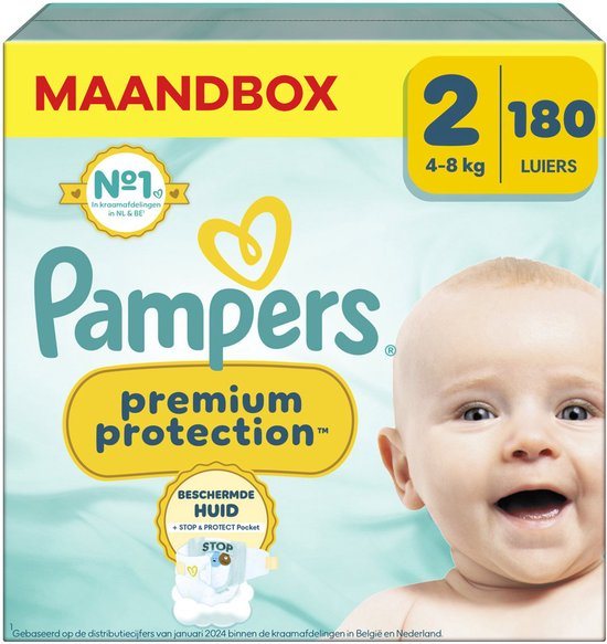 Pampers - Premium Protection - Maat 2 - Maandbox - 180 Stuks - 4-8 kg