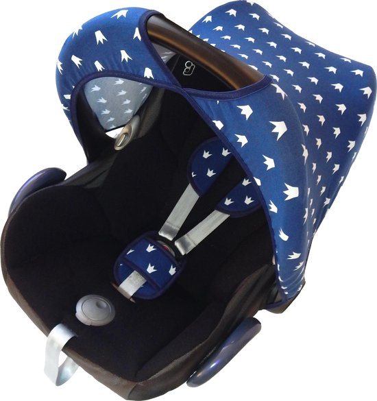 Wallabiezzz Maxi Cosi Zonnekap - Zonnescherm - Cabriofix, Pebble, Rock en meer - Baby Autostoel - Blauw - Kroontjes
