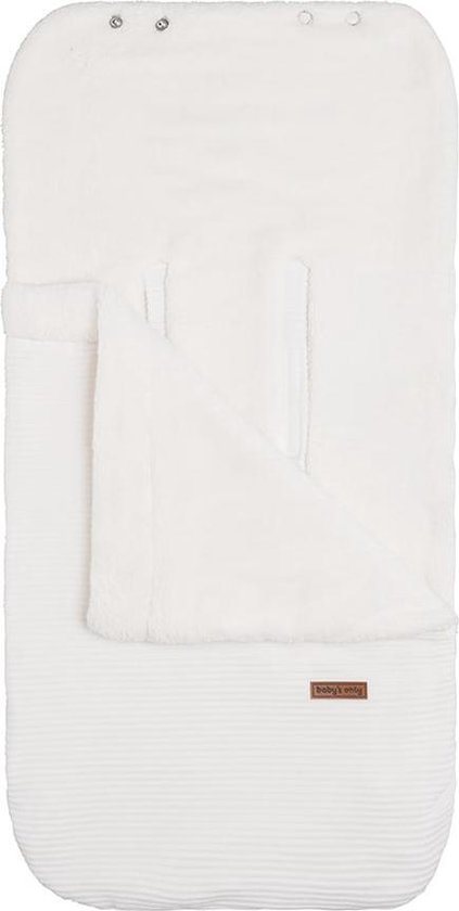 Baby's Only Voetenzak autostoel 0+ Sense - Wit - Zachte rib corduroy stof - Geschikt voor drie- en vijfpuntsgordel