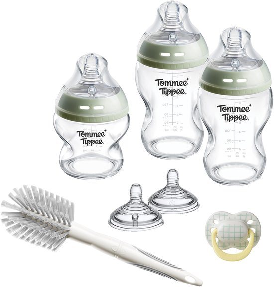 Tommee Tippee glazen Natural Start Babyflessen en spenen Startersset - flessen van 150 ml en 250 ml voor pasgeboren baby's - 0m+
