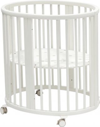 Stokke Sleepi Mini, Wit - Ovale wieg Geschikt voor 0-6 maanden - In hoogte verstelbare bodem, afsluitbare zwenkwielen, geperforeerde matrasbodem voor luchtcirculatie