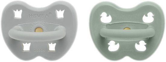 Hevea Orthodontische Fopspeen - 3-36 Mnd - 2 Stuks - Gorgeous Grey / Sage