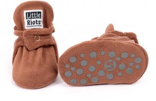 Little Riots - Babyslofjes - Fleece Stepper - Antislip - Brownie - 12-18 Maanden (13cm) - Schoenmaat 20-21