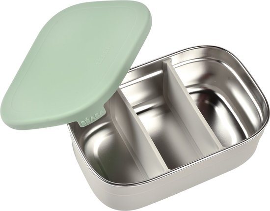 Béaba RVS Lunchbox met Siliconen Hoes – Broodtrommel – 760 ml - Vershouddoos - Olijfgroen