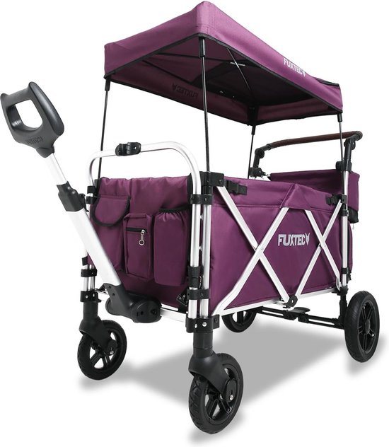 Paarse opvouwbare tuintrolley - FUXTEC Super Cruiser Plus - laadvermogen 75 kg