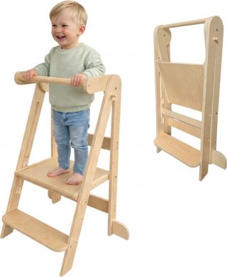 Dastium Kids - Leertoren - Leertoren Inklapbaar - Keukenhulp - Keukentoren - Learning Tower - Leertoren Opbouwbaar - Naturel