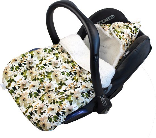 Wallabiezzz Voetenzak Maxi Cosi - Slaapzak Autostoeltje - Baby - Katoen/Teddy - Appelboom Bloesem