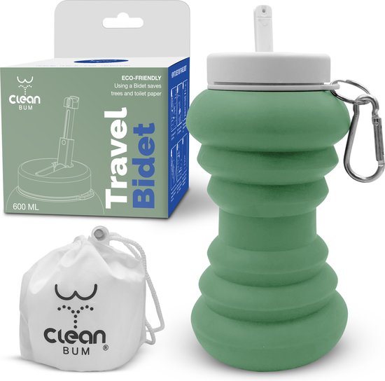 CLEAN BUM Opvouwbare Reisbidet - Draagbare Bidet – Peri Bottle - 600 ml - Groen - Vaginale Douche