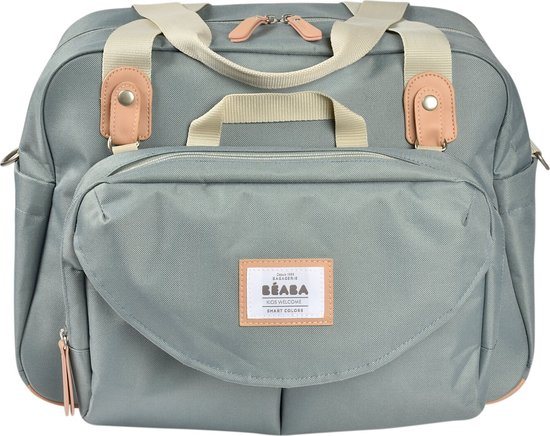 Béaba Genève - Luiertas - Verzorgingstas - Modulaire Stijl - Grote Inhoud - Inclusief Isotherm Lunchzakje & Aankleedkussen - Groen