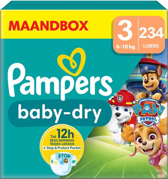 Pampers Baby-Dry Paw Patrol-editie Maat 3, 234 Luiers, 6kg-10kg