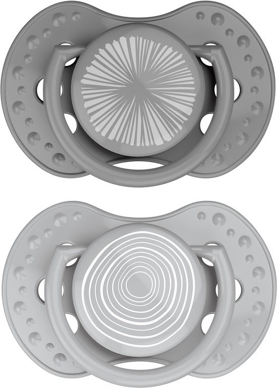 Difrax LOVI Dynamische Fopspeen - 0 tot 6 Maanden - Grijs - 2 Stuks