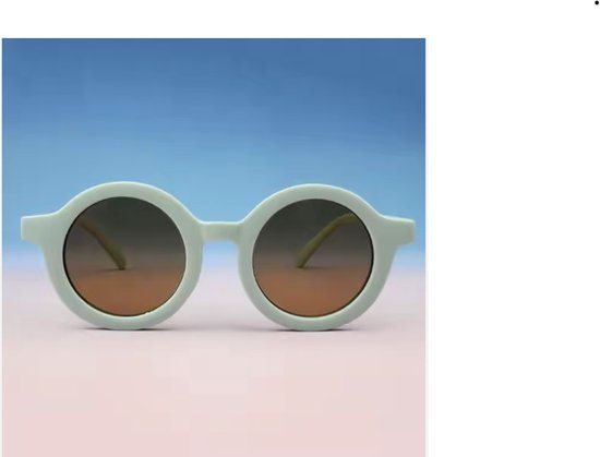 Kinderzonnebril - nieuw 2026 - rond model - UV400 protectie - Licht Blauw - Bruine lens - 2 tot 6 jaar - Meisje - Jongen - Kinderen - Baby en Peuter - sunglasses - hippe kleur 2026