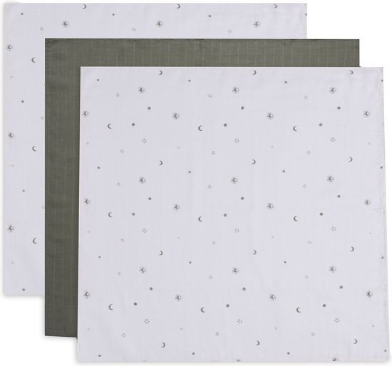 Jollein Hydrofiele Doek Small 70x70cm Stargaze - Leaf Green - 3 Stuks