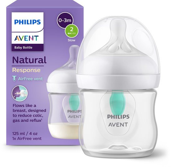 Philips Avent Natural Response Babyfles 125ml – Flow 2 –Antikoliek- 1 fles - SCY670/01