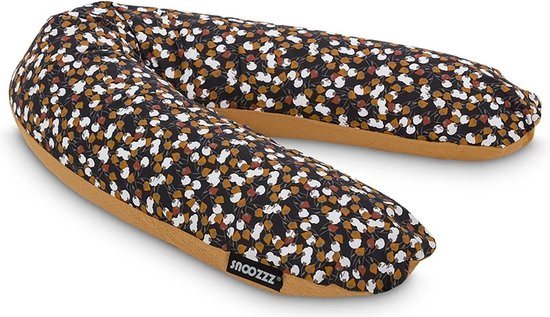 Snoozzz Zwangerschapskussen Zijslaapkussen Lichaamskussen Premium kwaliteit - 185 cm - microparel vulling- luxe draagtas - afneembare hoes van katoen Blossom Camel