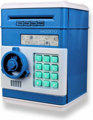 MODITO Kluis spaarpot met pincode - Educatief sparen voor kinderen - Blauw PRO