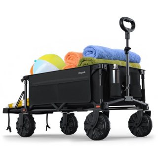 LifeGoods Bolderkar - 200L - Opvouwbaar - 130KG - Uitklapbaar - Met Beschermhoes - Bolderwagen - Zwart