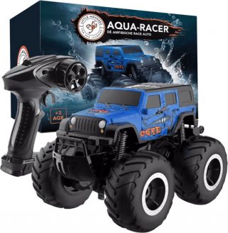 Little Monkeez Aqua Bestuurbare Auto voor Buiten - Radiografisch Race Speelgoed Afstand Bestuurbaar - Jongens en Volwassenen - RC Offroad Monstertruck Op Afstandsbediening - Blauw