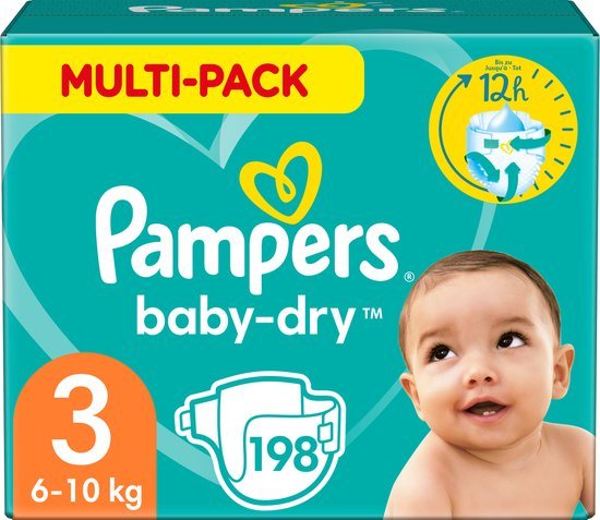 Pampers Baby-Dry Luiers - Maat 3 (6-10 kg) - 198 stuks - Multi-Pack