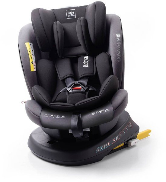 Babyauto Rodia Autostoel - 360° Draaibaar met Isofix-Connector - Groep 0+/123 - 0 tot 36kg - 0 tot 12 jaar - Kleur Grijs