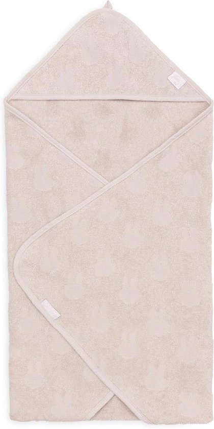 Jollein x Nijntje - Badcape Badstof 75x75cm - Baby Handdoek met Badcape, Omslagdoek, Badponcho Miffy Jacquard - Nougat