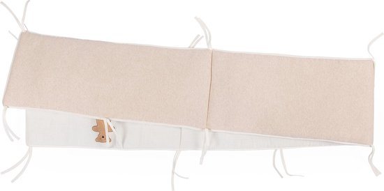 Childhome bedbumper – 35x340 cm – Jersey Beige & Mousseline Ecru – Omkeerbaar – Oeko-Tex – Parkbescherming