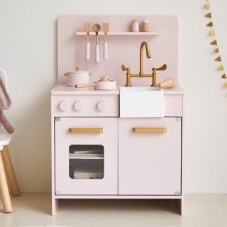 Petite Amélie Speelkeuken Zacht Roze – Kinderkeuken inclusief 7 keukenaccessoires - H 83.5 cm