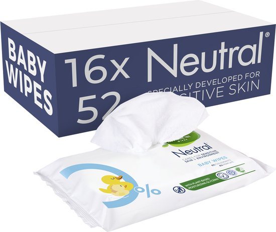 Neutral 0% Baby Wipes - Parfumvrij - 16 x 52 stuks - Voordeelverpakking