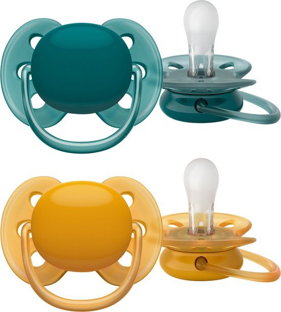 Philips Avent Ultra Soft Fopspeen - 6 tot 18 Maanden - 2 Speentjes - Groen/Oranje - SCF091/04